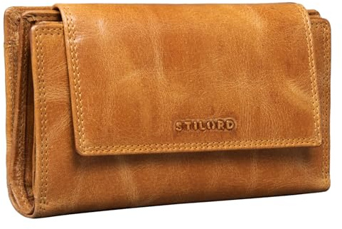 STILORD 'Ira' RFID Portemonnaie Damen Leder Geldbörse Vintage Geldbeutel Elegant für Frauen Brieftasche Geldbörse mit vielen Fächern Card Wallet Echtleder, Farbe:Perugia-braun