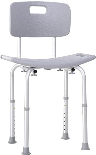 HOMCOM Sedia da Doccia per Bagno in Alluminio e Plastica Altezza Regolabile 8 Livelli 71-88cm Piedini Antiscivolo