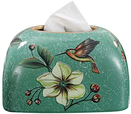 ZQJKL Ceramic Tissue Box Cover Flower and Bird Tissue Paper Holder Box Cover Case Napkin Holder Facial Wipes Storage Case for Household Office, 5