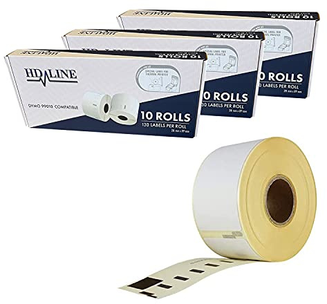 Leyf Etiquetas para Dymo 99010 - S0722370-89 X 28 mm - Paquete de 30 rollos de etiquetas x 130 piezas por rollo = 3900 etiquetas, autoadhesivas, etiquetas de dirección, Compatible con Dymo y Seiko