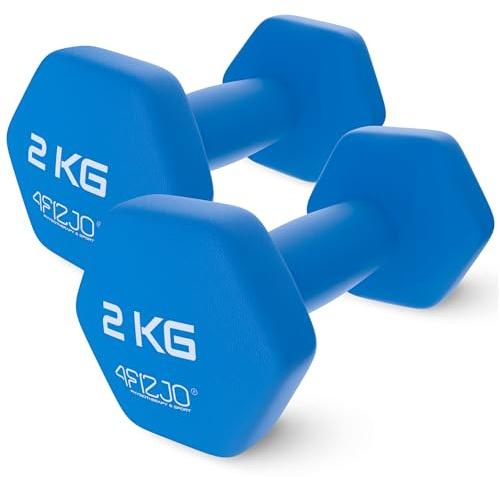 4FIZJO Hantelset CLASSIC, Gusseisenhanteln mit Neoprenbeschichtung, Kurzhanteln, Gewichte, Dumbbell frauen, Angenehm anzufassen, Aerobic-, Ausdauer- und Rehabilitationstraining