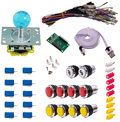 Kit Joysticks et boutons Arcade 1 Joueur Lumineux Boutons Chromés Joystick Lumineux Boule Carte XinMoTek Jeux Vidéo Retro Gaming
