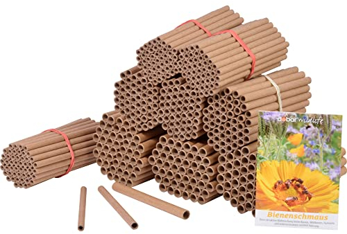 dobar® 22890e Pappröhrchen 450er Set - Füllung für Bienenhotels aus 100% recyceltem Altpapier - Wildbienen Nisthilfen Papphülsen Made in Germany - inkl. Wildblumenmischung - Ø8 Ø6 Ø4 mm & 12 cm lang