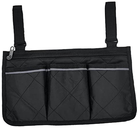 pistro Rollator-Taschen für Rollstuhl, Elektroroller, Seitentasche für Armlehnen, Schwarz
