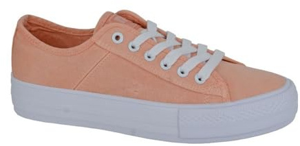 DEK Womens Canvas Shoes Lace Up Trainers Casual Gym Plimsoll Flat Pump Platform