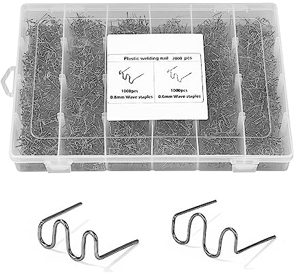 2000 PCS Graffette Saldatura Plastica Graffette per Pistola Plastica, Forma D'onda Graffette Saldatore per Plastica, Graffette per Saldatura in Acciaio, Graffette per Auto Paraurti Riparazione
