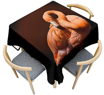 ENEN 3D Flamingo Muster Tischdecke Quadrat Abwaschbar Küche Esstischdecke Quadratische Tischwäsche Polyester Tischtuch für Picknick, Garten, Restaurant und Dekoration (150x150cm,Stil D)