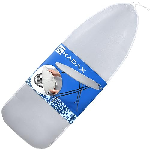 KADAX Bügelbrettbezug, Metallisierter Bügeltischbezug aus Baumwolle für Dampfbügelstation, Bügeltischbezug mit Kordelzug und Stopper, Bezug für Bügelbretter (Grau 126x45cm)