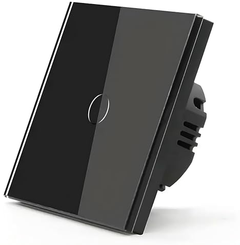 Retoo Interruttore per luce touch, in vetro temperato, 110 V-240 V, AC, pannello in cristallo temprato, interruttore touch, colore nero