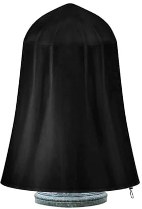 TCHAU Abdeckung für Gartenbrunnen, Brunnen wasserdichte Schutzhülle mit Kordelzug, Staubdicht, 210D Oxford Schwarz 107 * 91cm