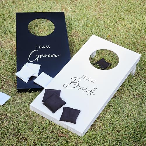 Ginger Ray Wooden Bride' and 'Team Groom' Cornhole Game with 8 Bean Bags, Neutral, One Size
