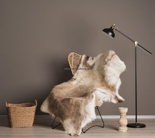 Tannery Sheepskin Giant Exclusive Scandinavian Reindeer Natural, Skin Hide Rug, Caribou Hide, Prime Quality 100% Leather, Rentier Hygge (130cm)