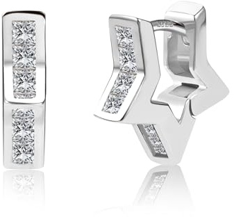 Creolen Ohrringe Damen Gold Silber 925 Glitzer Zirkon Geometrische Creolen | ALEXCRAFT Creolen Ohrringe Damen Gold Silber 925 Glitzer Glänzend Zirkon Geometrische Klein Dicke Huggie Schmuck Hypoallergen