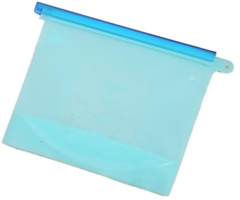 Wambere 3 Stück Silikon Frischhaltebeutel Silikonbeutel Wiederverwendbar Aufbewahrungsbeutel Lebensmittel Silikon Lebensmittelbeutel für Küche Obst Gemüse Fleisch Snack Milch Brot,Blau,500ml