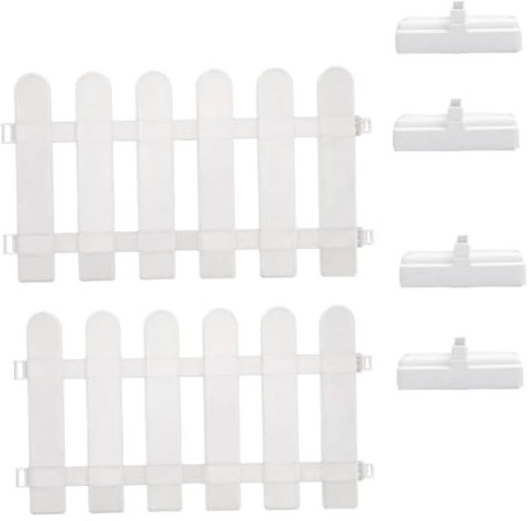 KONTONTY 1ensemble Clôture PVC Amovible pour Jardin De Sections avec Bases Rectangulaires Bordure Décorative pour Pelouse Et Massifs Fleuris Installation Facile Et