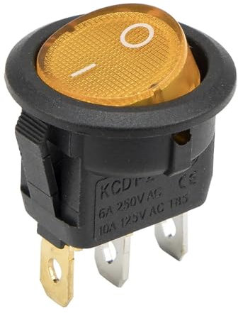 Interrupteur à Bascule 10pcs / lot KCD1-102N-8 perforé diamètre 20 mm 3 Broches on - Off Interrupteur à Bascule Rond avec lumière 220V 12V(Yellow,220V)