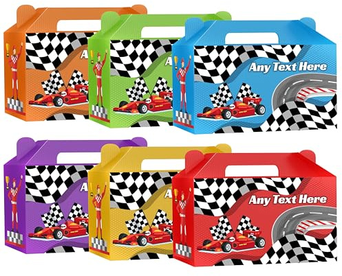 AK Giftshop Personalised Racing Race Car Party Boxes, Bags Food Lunch Treat Favors, Gift Box (Mixed, 20 Boxes)