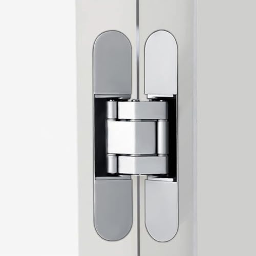 Confezione da 2 Cerniere per Ante Nascoste Cerniere Invisibili in Lega di Zinco Cerniera Salice 180 Gradi A 3 Vie Regolabile(Silver)