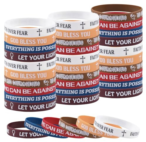 WANDIC Religiöse Silikon-Armbänder, Bibel-Gummi-Armbänder, christliche Gummi-Armbänder für Sonntag, christliches Erntedankfest, 30 Stück