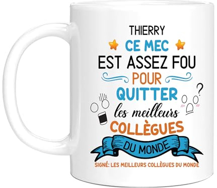 HALUMI Mug Avec Nom Personnalisé Pour Collègue Tasse Originale Personnalisée Ce Mec Est Fou Pour Quitter Idée Cadeau Humour Départ Retraite Chef Stagiaire Homme Mug En Ceramique Bicolore 330ml 440ml