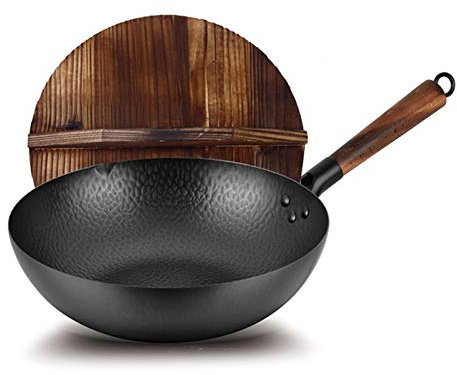 Bratpfanne, Wok, Antihaft-Wokpfanne mit Griff, offen, für Induktion, Backofen und Spülmaschine geeignet, 34 cm, Schwarz, B-32CM