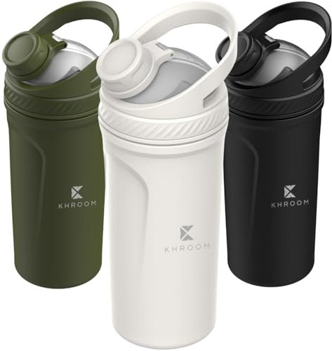 Khroom Shaker Proteine Acciaio Inox 700ml | Borraccia Palestra Termica 12h Freddo/Caldo | Bottiglia Shaker per Proteine | Shaker Palestra con Filtro | Accessorio Fitness Uomo Donna (Bianco)