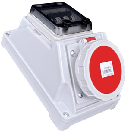 RoadEu – Prise murale IP66 CEE 32A avec disjoncteur – 400V 5P triphasée – Étanche & anti-poussière – Idéale pour l’extérieur et les environnements humides