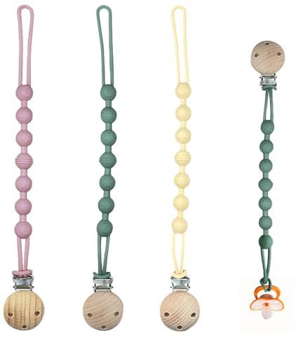 3 Stück Schnullerkette Aus Silikon, Schnullerband für Babys Schnuller Ketten Halter Junge und Mädchen Weich Langlebig Schnullerkette mit Anti Verlust Clip für Cup Catcher Baby Flaschen Beißring