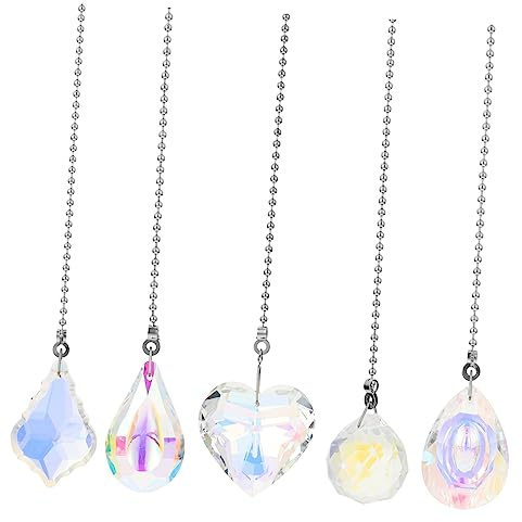 BAZEITFLOW 5 pezzi Trazione per Ventilatore da Soffitto con Ciondoli Decorativi Cristallo Ab Accessori per Lampade da Parete e Soffitto Facili da Installare e Resistenti Bar e Negozio