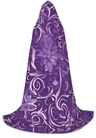 WCXTHGFA Disfraz de Halloween con estampado de hiedra floral, capa medieval con capucha cómoda, para cosplay, fiestas y mucho más