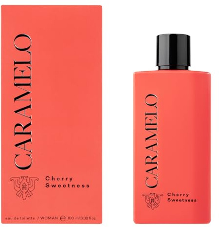 CARAMELO - Cherry Sweetness 100 ml, Colonia Mujer, Perfume Formato Spray, Eau de Toilette Natural y Femenina, Aroma Cítrico Floral Ambarado, Fragancia Fresca, Elegante y de Larga Duración