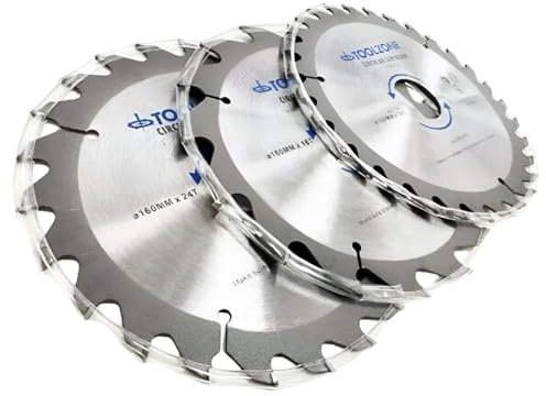 Dunnet Tools 165mm Circular Saw Blades 3-Piece | Heavy-Duty 16T, 24T, 30T Tungsten Carbide Teeth, 20mm, 16mm & 10mm Bore Sizes, Ideal for Woodworking, Ideal for Chipboard