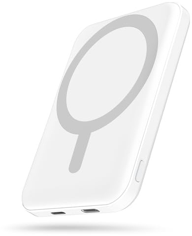 Podoru Batterie Externe avec MagSafe, 5000mAh Mini Magnetique Power Bank | 15W Chargeur sans fil Rapide, Entrée et Sortie USB-C, Powerbank sans Fil pour iPhone 17/16/15/14/13/12 Séries