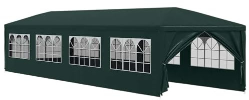 Gecheer Tendone da Giardino 3x12 m, Tenda da Festa e Gazebo per Esterno, Tenda Protettiva UV e Impermeabile per Intrattenimento e Feste con Palcoscenico Verde, Tessuto Resistente