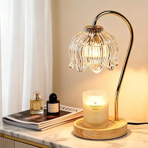Funistree Dimmable Candle Warmer Lamp, Gifts for Women Mum Friends, Birthday Presents for Her Sister Grandma, Vintage Amber Lamp Candle Warmer for Jar Candles
