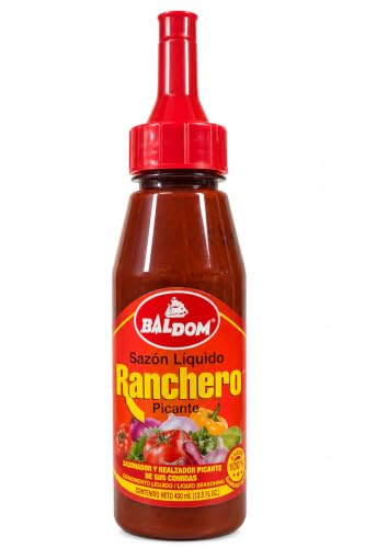 BALDOM Sazón Líquido Ranchero Picante, 400 ML | Condimento para Cocinar, A Base de Tomate