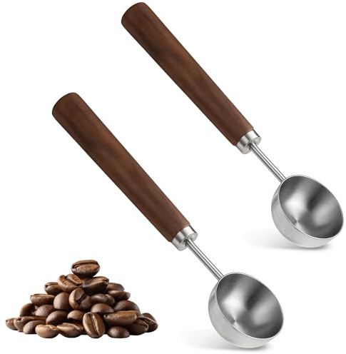 Bangbobi Cuchara de café, Cuchara medidora de 15 Gramos, Cuchara de Espresso, Lote de café y Cuchara dosificadora de café - Cuchara medidora de Acero Inoxidable con Mango, 2 Piezas