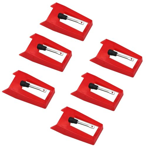 DYSWTUE 6 Piezas Agujas para Tocadiscos, Punta de Rubí, Aguja Durable Accesorio de Reemplazo de Lápiz Tocadiscos para Maleta, Tocadiscos, Fonógrafo, Tocadiscos de Vinilo Vintage