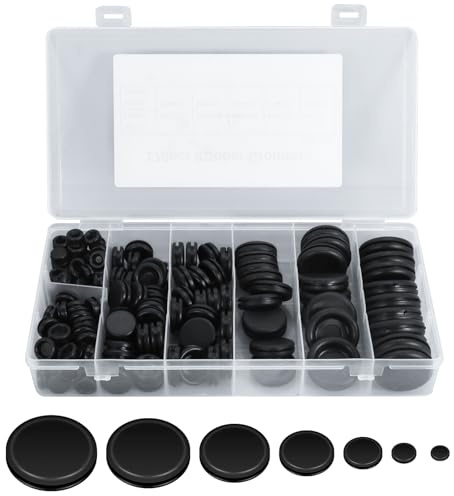 Bcautay 170pcs Rubber Grommets Kits,Black Electrical Cable Holes for Holes | Car, Boat, Pump, Plumbing, and Home Improvement - Electrical Wire Gasket Kit for Cable Wiring and Cord Organization