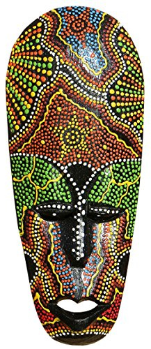 Bella 25 cm Dot Paint legno maschera Australia Maschera da parete realizzato a mano Bali maske77