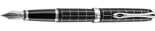 DIPLOMAT - Füllhalter Excellence A plus Raute guillochiert Lapis schwarz - Schick und elegant - Lange Lebensdauer - Lapis schwarz mit silberner Guilloche - 5 Jahre Garantie