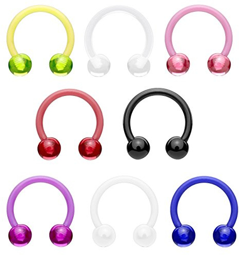 beyoutifulthings Hufeisen-Piercing ACRYL Universal-Piercing Brust Nippel Nase Septum Ohr Helix Cartilage 1,2/1,6mm 10/12mm