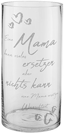 Herz & Heim® Muttertagsvase mit Gravur des persönlichen Wunschtextes unter dem Spruch Nichts kann eine Mama ersetzen