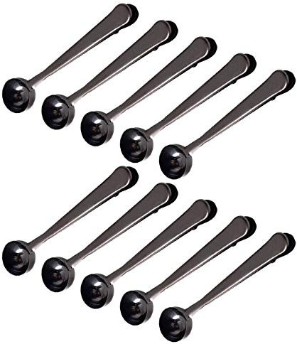 10 Stück Schaufel mit Clip, 2-in-1-Kaffee-Schaufel und Taschen-Clip aus Edelstahl zum Messen von Kaffee, Tee, Proteinpulver, Instant Drinks schwarz