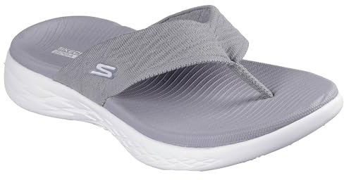 Skechers Women's On-the-go 600 Sunny Flip Flop, Gray Textile, 7 UK