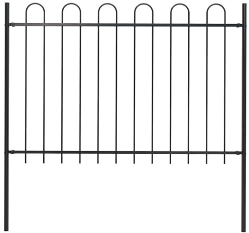 vidaXL Garden Fence Boxtel with Hoop Top Steel 170x120 cm Black