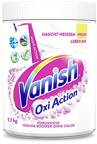 Vanish Oxi Action Powerweiss - Quitamanchas en polvo para ropa blanca, sin cloro, 2,2 kg en polvo, 2 x 1,1 kg