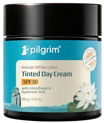 PILGRIM Korean White Lotus Gesichtscreme mit LSF 50 White Lotus Tagescreme für Frauen, tägliche Anwendung, Gesichtscreme für trockene Haut, empfindliche Haut & fettige Haut, koreanische Hautpflege