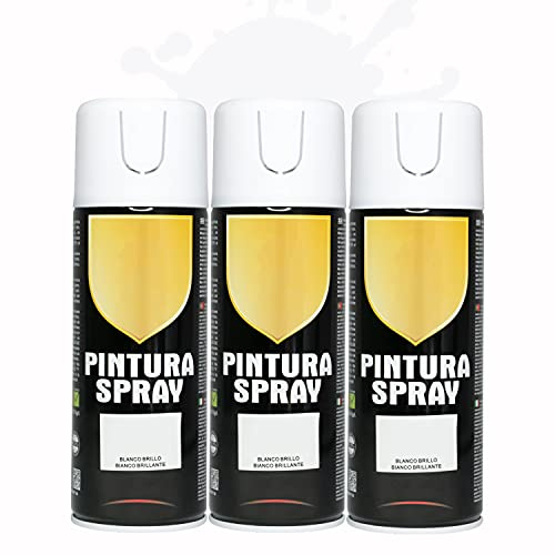 BESCH Pintura Spray 400ml para Metal/Madera/Plástico (Blanco Brillo, 400 ml (Paquete de 3)
