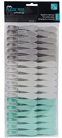 JVL Extra Strong Clothes Pegs, Pack of 36, Aqua (19-282)